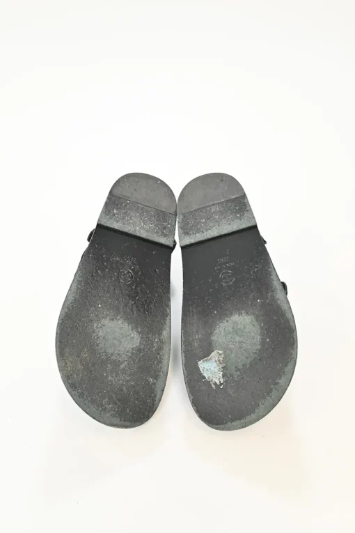 21A Blue Quilted Velvet Denim with CC logo Mule Slide Strap Flat Teva Dad Sandals