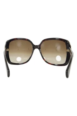 Alexander McQueen oversized gold tone metallic embellished brown shade lenses tortoise acetate sunglasses