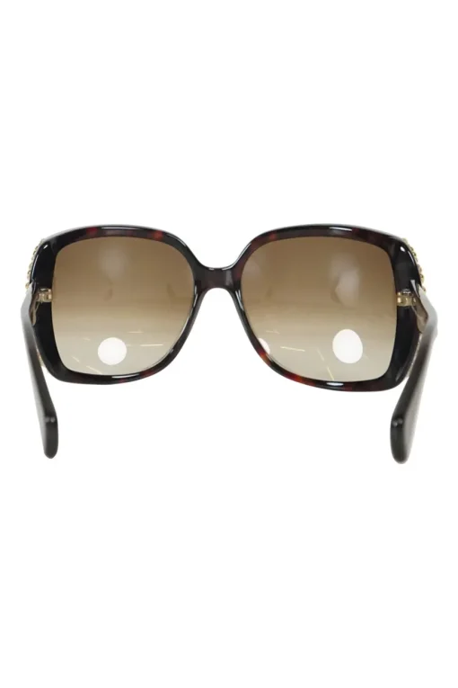 Alexander McQueen oversized gold tone metallic embellished brown shade lenses tortoise acetate sunglasses