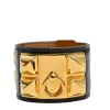 Alligator skin and gold-plated metal Collier de Chien bracelet featuring Medor pyramid studs and ring