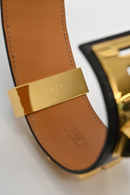 Alligator skin and gold-plated metal Collier de Chien bracelet featuring Medor pyramid studs and ring