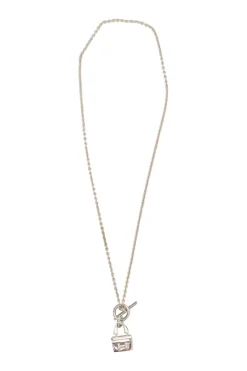 Amulettes sterling silver Constance solitaire pendant necklace with T-bar closure