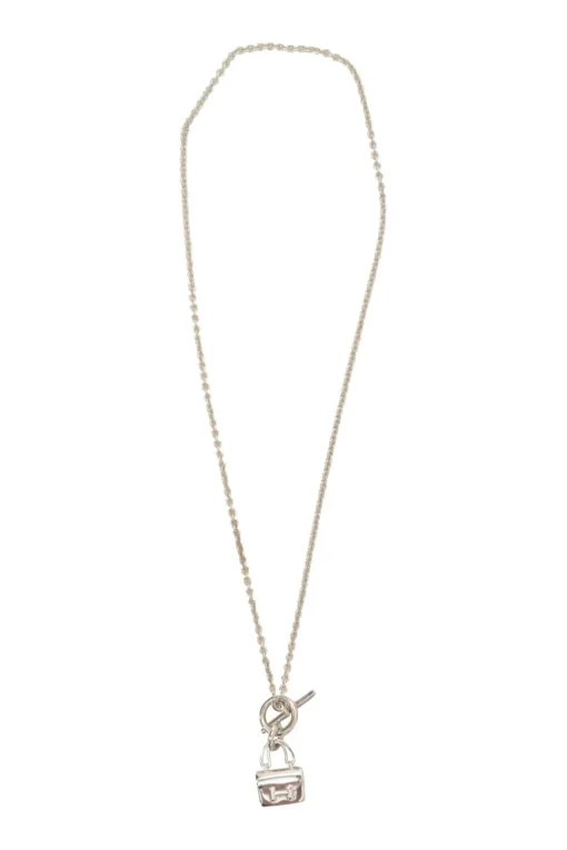 Amulettes sterling silver Constance solitaire pendant necklace with T-bar closure