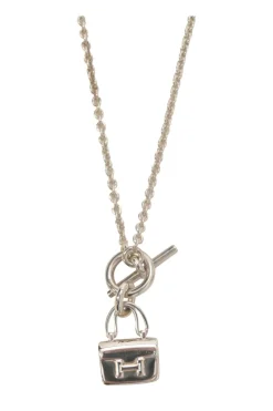 Amulettes sterling silver Constance solitaire pendant necklace with T-bar closure