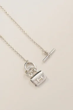 Amulettes sterling silver Constance solitaire pendant necklace with T-bar closure