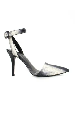 Ankle strap pointed toe pumps with side buckle fastening
