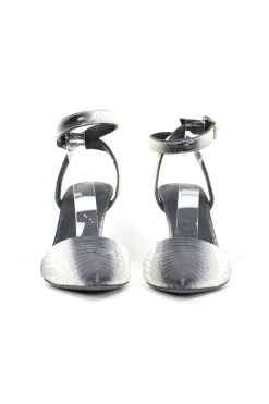 Ankle strap pointed toe pumps with side buckle fastening