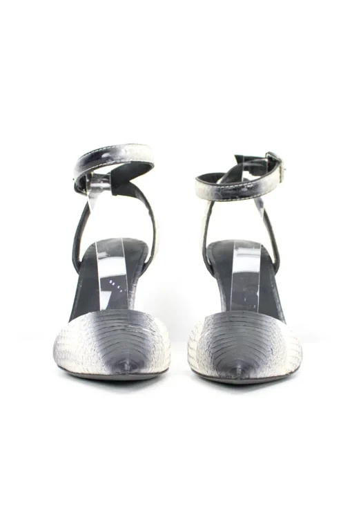 Ankle strap pointed toe pumps with side buckle fastening