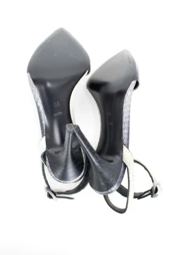 Ankle strap pointed toe pumps with side buckle fastening