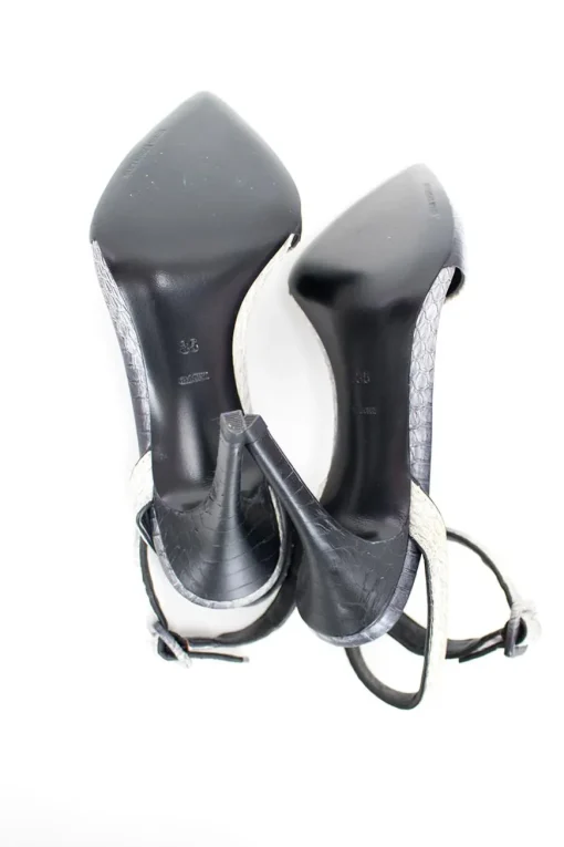 Ankle strap pointed toe pumps with side buckle fastening