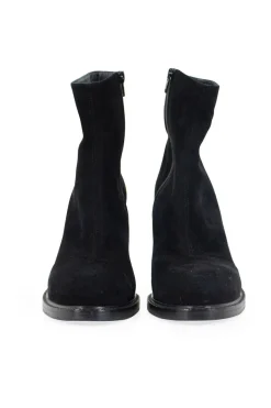 Ann Demeulemeester black 10cm high heel ankle boots on 3cm platform  in suede.