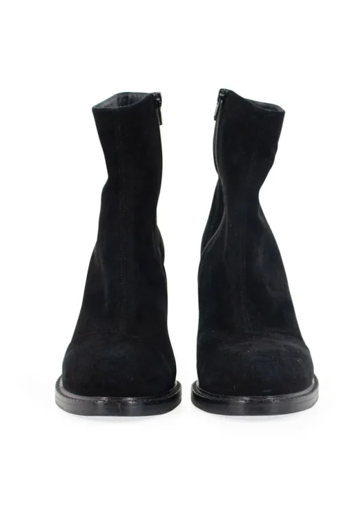 Ann Demeulemeester black 10cm high heel ankle boots on 3cm platform  in suede.