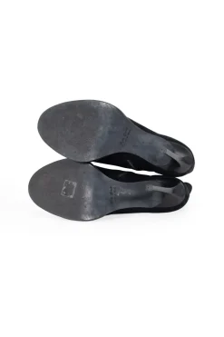 Ann Demeulemeester black 10cm high heel ankle boots on 3cm platform  in suede.