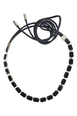 Anteprima black wire belt with black gem stones