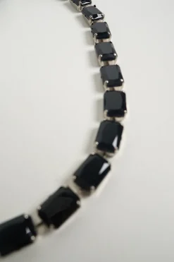 Anteprima black wire belt with black gem stones