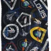 Anthracite blue cashmere-silk blend novelty outer space print shawl scarf