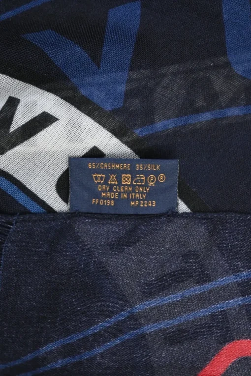 Anthracite blue cashmere-silk blend novelty outer space print shawl scarf