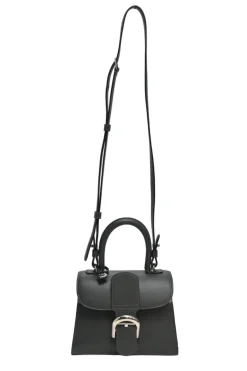 Anthracite box calf leather Brilliant Mini handbag with detachable shoulder strap