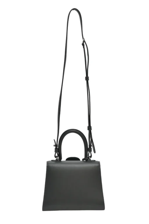 Anthracite box calf leather Brilliant Mini handbag with detachable shoulder strap