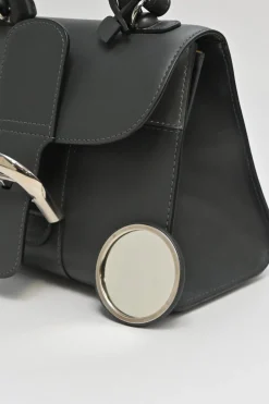 Anthracite box calf leather Brilliant Mini handbag with detachable shoulder strap