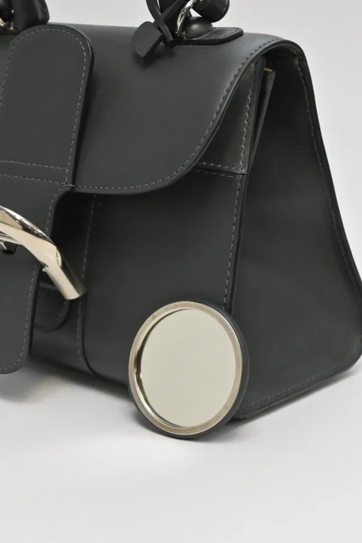 Anthracite box calf leather Brilliant Mini handbag with detachable shoulder strap