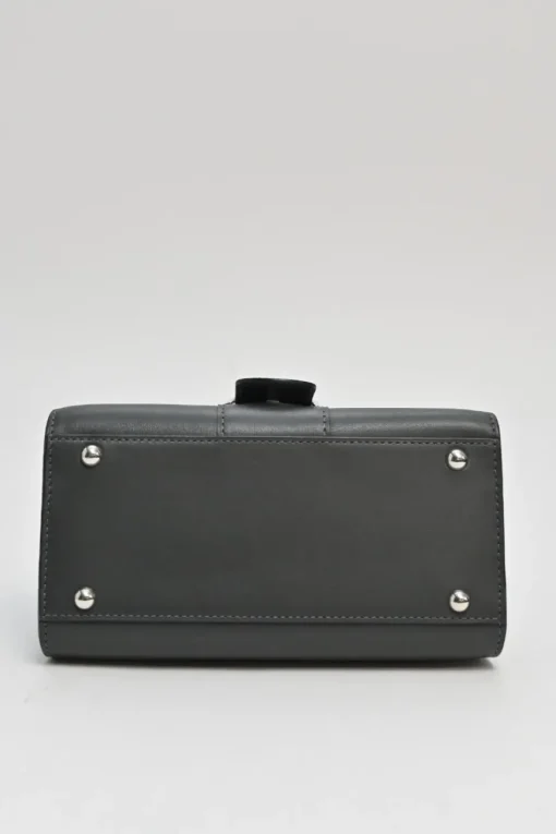 Anthracite box calf leather Brilliant Mini handbag with detachable shoulder strap