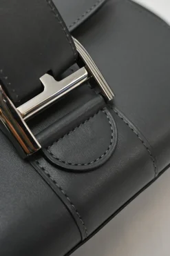 Anthracite box calf leather Brilliant Mini handbag with detachable shoulder strap