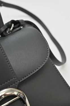 Anthracite box calf leather Brilliant Mini handbag with detachable shoulder strap
