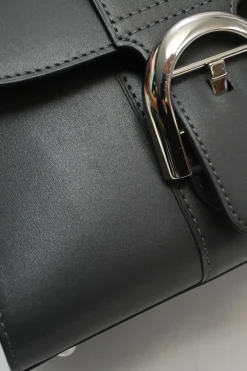 Anthracite box calf leather Brilliant Mini handbag with detachable shoulder strap