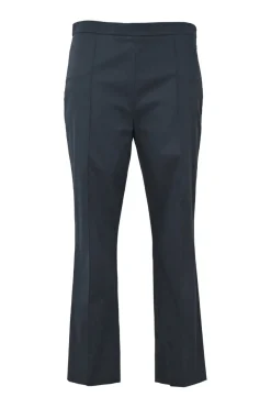 Anthracite cotton-blend pull-on low-rise kick-flare slacks