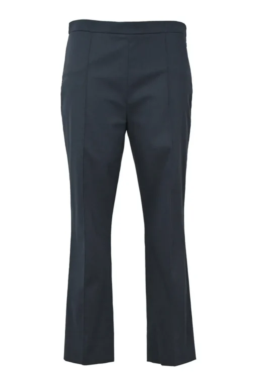 Anthracite cotton-blend pull-on low-rise kick-flare slacks