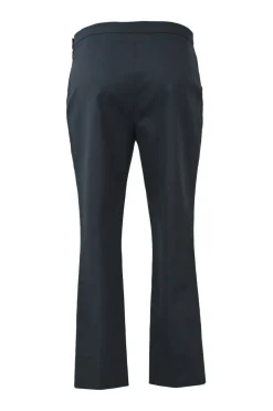 Anthracite cotton-blend pull-on low-rise kick-flare slacks