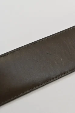 Anthracite intrecciato leather buckle belt