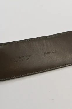 Anthracite intrecciato leather buckle belt