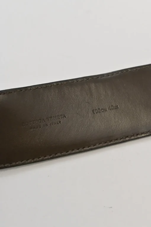 Anthracite intrecciato leather buckle belt