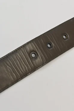 Anthracite intrecciato leather buckle belt