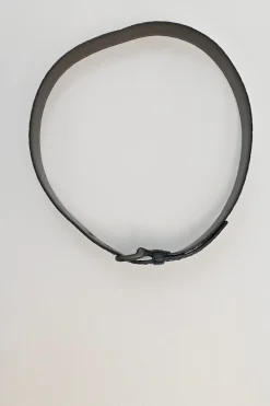 Anthracite intrecciato leather buckle belt