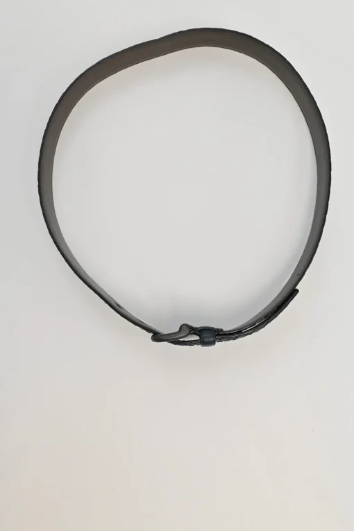 Anthracite intrecciato leather buckle belt