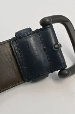Anthracite intrecciato leather buckle belt