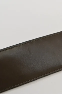 Anthracite intrecciato leather buckle belt