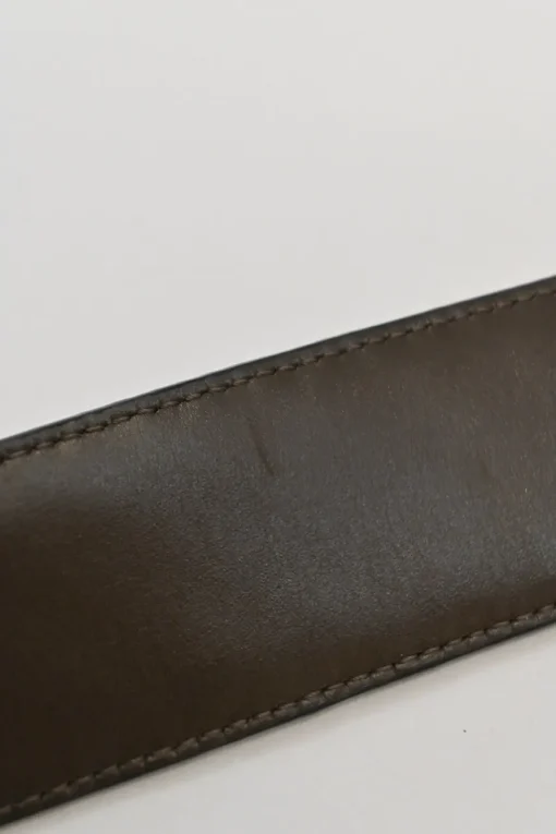 Anthracite intrecciato leather buckle belt