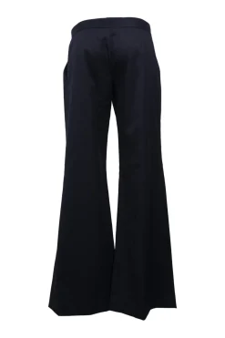 Anthracite wool pull-on high-rise wide-leg tailored trousers with extended tab closure