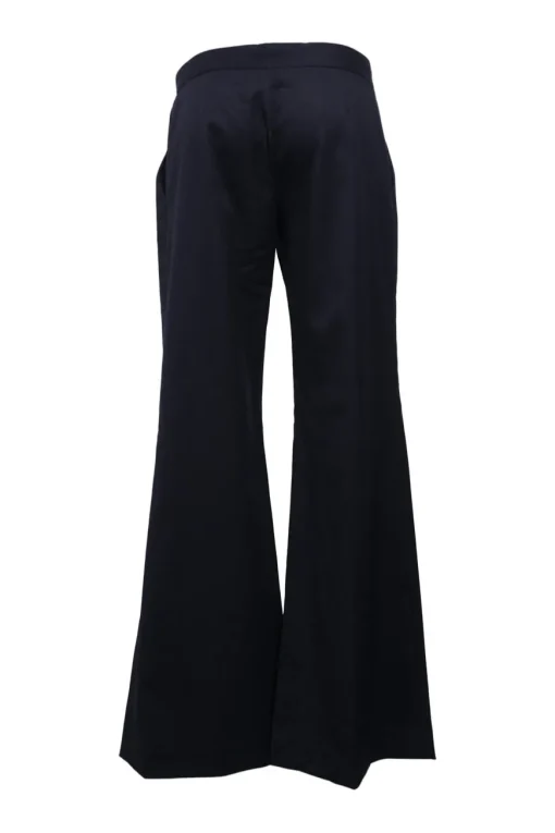 Anthracite wool pull-on high-rise wide-leg tailored trousers with extended tab closure