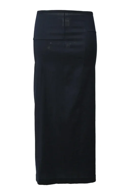 Anthracite wool-blend jersey long sleeve paneled blouse and slip skirt two-piece knit set