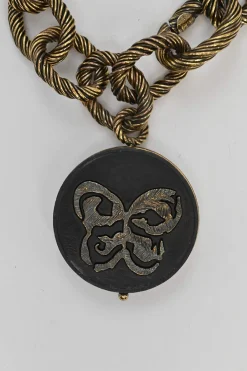 Antique sterling silver butterfly charm chainlink bracelet