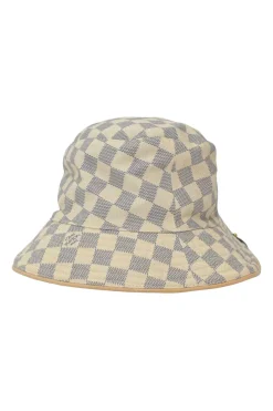 Azur Damier canvas and leather Bob bucket hat