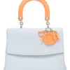 Baby blue and orange Be Dior top handle bag with detachable shoulder strap