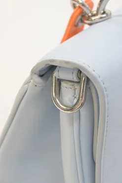 Baby blue and orange Be Dior top handle bag with detachable shoulder strap