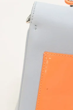 Baby blue and orange Be Dior top handle bag with detachable shoulder strap