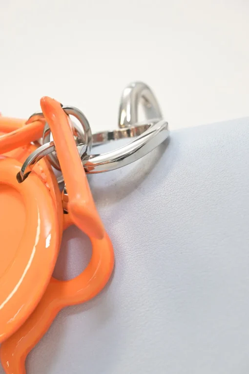 Baby blue and orange Be Dior top handle bag with detachable shoulder strap